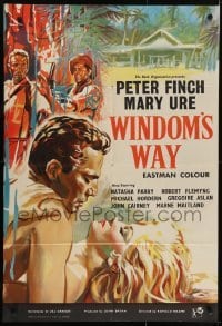 4s068 WINDOM'S WAY English 1sh 1958 romantic artwork of Peter Finch & Mary Ure in the jungle!