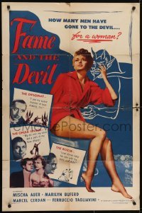 4s428 FAME & THE DEVIL 1sh 1952 sexy Mischa Auer, how many men have gone to the devil for a woman?