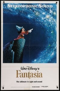 4s431 FANTASIA 1sh R1977 Walt Disney, wonderful image of Mickey from Sorcerer's Apprentice!