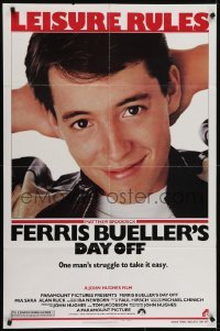 4s438 FERRIS BUELLER'S DAY OFF 1sh 1986 c/u of Matthew Broderick in John Hughes teen classic!