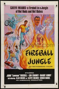 4s443 FIREBALL JUNGLE 1sh 1969 hot rods and hot babes, Ralph L. Brown action artwork!