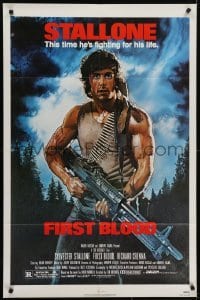 4s445 FIRST BLOOD 1sh 1982 artwork of Sylvester Stallone as John Rambo by Drew Struzan!