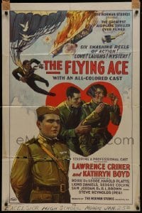 4s452 FLYING ACE 1sh 1926 cool all-black aviation, the greatest airplane thriller ever produced!