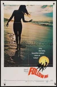 4s453 FOLLOW ME 1sh 1969 great image of sexy babe walking on beach at sunset!