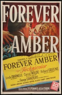 4s457 FOREVER AMBER 1sh 1947 art of sexy Linda Darnell & Cornel Wilde, Otto Preminger!