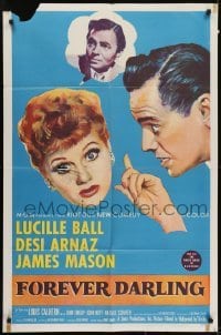 4s458 FOREVER DARLING 1sh 1956 art of James Mason, Desi Arnaz & Lucille Ball, I Love Lucy!