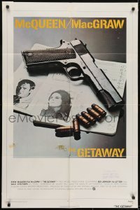 4s477 GETAWAY 1sh 1972 Steve McQueen, McGraw, Sam Peckinpah, cool gun & passports image!