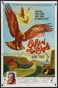 4s481 GIFTS OF AN EAGLE 1sh 1975 Burl Ives, bird art, true story that took 16 years to film!