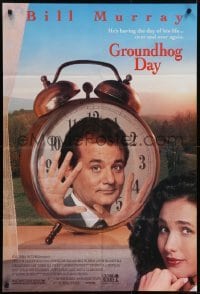 4s496 GROUNDHOG DAY DS 1sh 1993 Bill Murray, Andie MacDowell, directed by Harold Ramis!