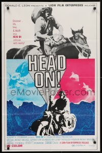4s511 HEAD ON 23x35 1sh 1971 life, love, & death in a 'Head On' collision with reality!