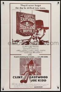 4s519 HIGH PLAINS DRIFTER/JOE KIDD 1sh 1975 cool Clint Eastwood western double-bill!