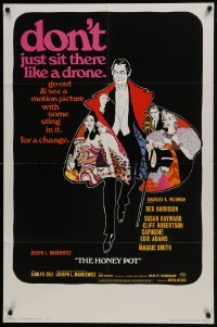 4s524 HONEY POT style A 1sh 1967 colorful art of Rex Harrison, Susan Hayward & top cast!