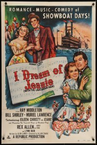 4s537 I DREAM OF JEANIE 1sh 1952 romance, music & comedy of showboat days, blackface minstrels!