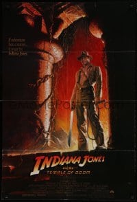 4s546 INDIANA JONES & THE TEMPLE OF DOOM 1sh 1984 great art of Harrison Ford by Bruce Wolfe!