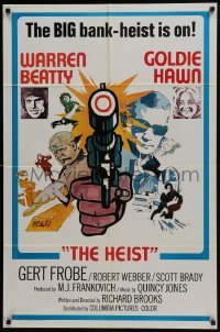 4s071 $ style D int'l 1sh 1971 bank robbers Warren Beatty & Goldie Hawn, The Heist!