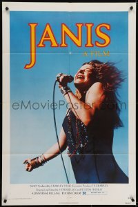 4s557 JANIS 1sh 1975 great image of Joplin singing into microphone by Jim Marshall, rock & roll!