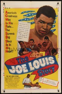 4s562 JOE LOUIS STORY 1sh 1953 art of the heavyweight champion boxer knocking out opponent & more!