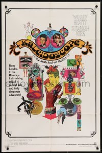 4s570 KALEIDOSCOPE 1sh 1966 Warren Beatty, Susannah York, cool colorful Bob Peak art!