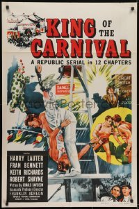 4s578 KING OF THE CARNIVAL 1sh 1955 Republic serial, artwork of circus performers!