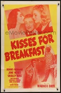 4s581 KISSES FOR BREAKFAST 1sh 1941 Jane Wyatt, Dennis Morgan, Shirley Ross!