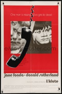 4s582 KLUTE 1sh 1971 Donald Sutherland & Jane Fonda, dangling telephone, rare alternate design!