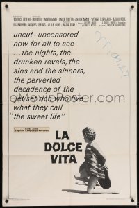 4s586 LA DOLCE VITA 1sh R1966 Federico Fellini, Marcello Mastroianni, Ekberg, sexy Anouk Aimee!