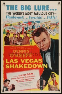 4s588 LAS VEGAS SHAKEDOWN 1sh 1955 gambling Dennis O'Keefe in the world's most fabulous city!