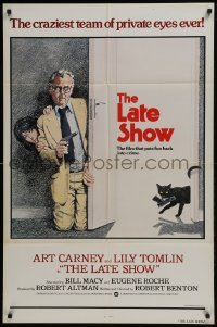 4s135 LATE SHOW int'l 1sh 1977 great artwork of Art Carney & Lily Tomlin with wacky cat!