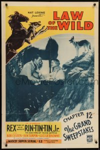 4s596 LAW OF THE WILD chapter 12 1sh 1934 western serial, Rex and Rin Tin Tin, Grand Sweepstakes!