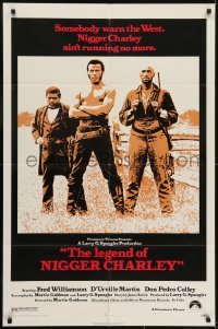 4s598 LEGEND OF NIGGER CHARLEY 1sh 1972 slave to outlaw Fred Williamson ain't running no more!