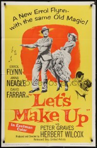 4s603 LET'S MAKE UP 1sh 1956 great image of Errol Flynn dancing with Anna Neagle!