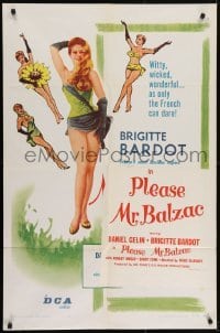 4s641 MADEMOISELLE STRIPTEASE 1sh 1957 Brigitte Bardot is France's most luscious export, rare!