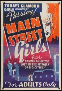 4s643 MAIN STREET GIRL 1sh 1939 Main Street Girls blinded by passion in big cities' pitfalls!