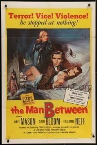 4s645 MAN BETWEEN 1sh 1953 James Mason is a smooth sinner, Claire Bloom, directed by Carol Reed!