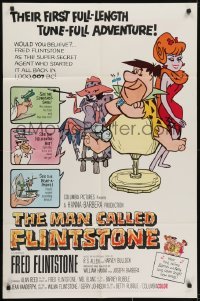 4s646 MAN CALLED FLINTSTONE 1sh 1966 Hanna-Barbera, Fred, Barney, Wilma & Betty, spy spoof!