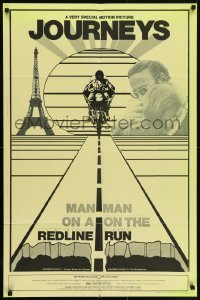 4s647 MAN ON A REDLINE/MAN ON THE RUN 25x38 1sh 1975 cool fluorescent motorcycle and Eiffel Tower images!