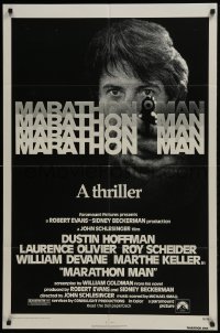 4s653 MARATHON MAN 1sh 1976 cool image of Dustin Hoffman, John Schlesinger classic thriller!