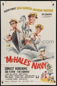 4s655 McHALE'S NAVY 1sh 1964 great artwork of Ernest Borgnine, Tim Conway & cast on ship!