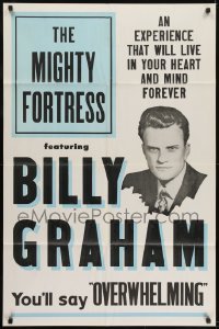 4s659 MIGHTY FORTRESS 1sh 1954 Billy Graham, an experience that will live in your heart & mind!
