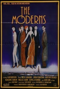4s663 MODERNS 1sh 1988 Alan Rudolph, cool artwork of trendy 1920's people by star Keith Carradine!