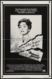 4s664 MOMMIE DEAREST 1sh 1981 great portrait of Faye Dunaway as legendary actress Joan Crawford!