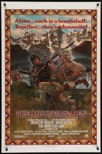 4s670 MOUNTAIN MEN 1sh 1980 great Hopkins art of mountain men Charlton Heston & Brian Keith!