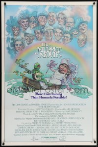 4s673 MUPPET MOVIE 1sh 1979 Jim Henson, Drew Struzan art of Kermit the Frog & Miss Piggy on boat!