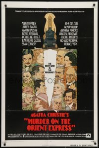 4s675 MURDER ON THE ORIENT EXPRESS 1sh 1974 Agatha Christie, great art of cast by Richard Amsel!