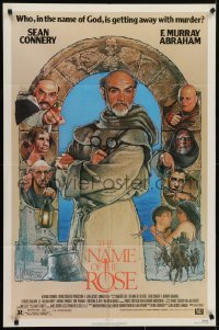 4s682 NAME OF THE ROSE 1sh 1986 Der Name der Rose, great Drew Struzan art of Sean Connery as monk!