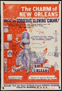 4s148 NAUGHTY NEW ORLEANS Southern Poster Printing 1sh 1954 burlesque, wild Louisiana showgirls!
