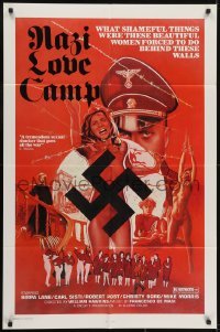 4s685 NAZI LOVE CAMP 1sh 1977 classic bad taste image of tortured girls & swastika!