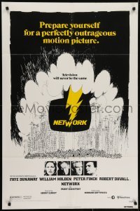 4s687 NETWORK 1sh 1976 written by Paddy Cheyefsky, William Holden, Sidney Lumet classic!