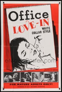 4s707 OFFICE LOVE-IN 1sh 1968 Carole Saunders, Ray Cyr, white collar style sexploitation!