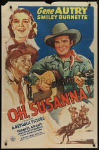 4s709 OH SUSANNA 1sh R1943 Gene Autry & others held at gunpoint by bad guys!